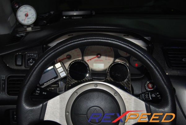 Rexpeed Carbon Fiber Steering Wheel Dual Gauge Pod - EVO 8/9