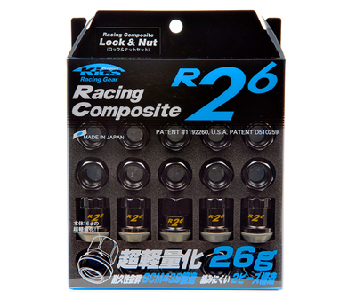 Project Kics R26 Lug Nuts Black RACING COMPOSITE R26: 12X1.5 - EVO 8/9/X
