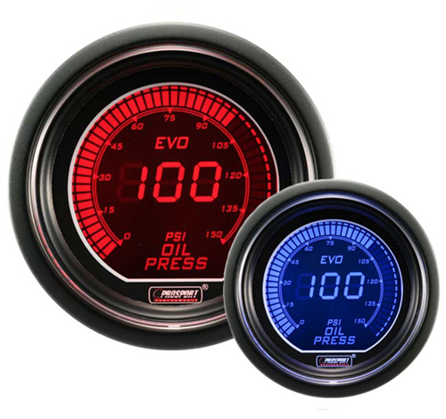 ProSport EVO Series 52mm Metric Oil Pressure Gauge Blue/Red