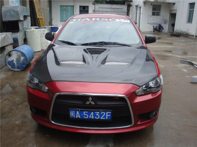 Bay Speed Aero VT Style Carbon Fiber Hood - Lancer 08+