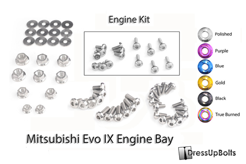 Dress Up Bolts Titanium Engine Bay Kit - EVO 9