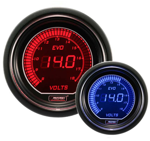 ProSport EVO Series 52mm Electric Volt Gauge Blue/Red