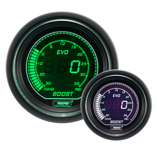 ProSport EVO Series 52mm Electric Boost Gauge Green/White