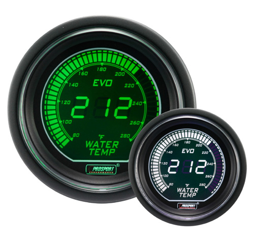ProSport EVO Series 52mm Electric Water Temperature Gauge Green/White