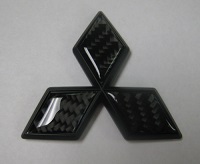 Carbon Fiber Mitsubishi Diamond Emblem Black and Black (Rear)